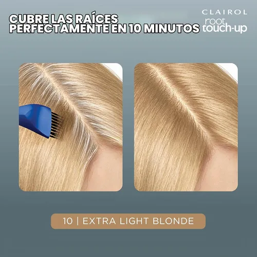 Vista 4 de Clairol Root Touch-Up de Nice'n Easy Tinte Permanente para el Cabello, 10 Rubio Extra Claro, Paquete de 1 Clairol Root Touch Up - Tinte permanente