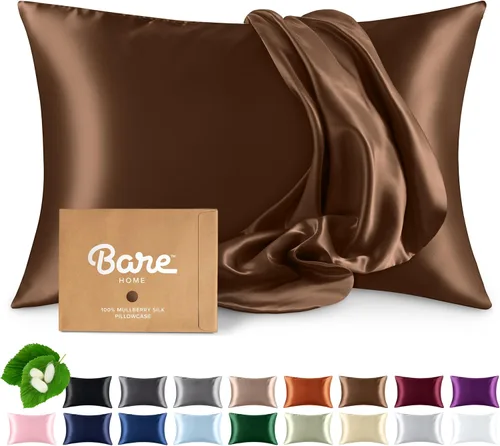 Vista 19 de Bare Home Funda de almohada 100% seda de morera para cabello y piel - Funda de almohada de seda ultra premium grado 6A 19 Momme - Cremallera oculta