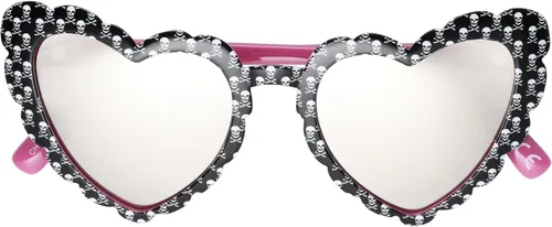 Vista 4 de Betsey Johnson Gafas de sol para mujer Queen of Hearts, negras con patrón de calavera, 55 mm