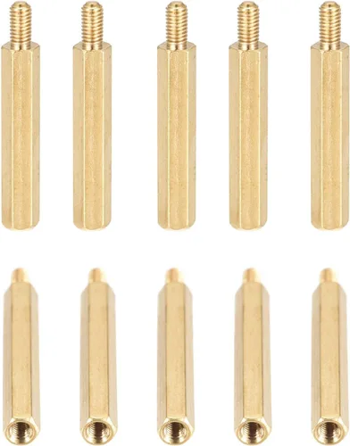 Vista 8 de DTGN M3x4x4mm (DxHLxML) - Separador hexagonal de latón -10Pack- Bueno para máquina electrónica - Tuercas de tornillo espaciadoras macho a hembra