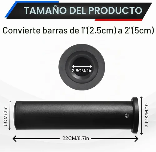Vista 3 de Funda de adaptador olímpico (2 PIEZAS), convierte postes de placa de peso estándar de 1" a postes de placa de peso olímpico de 2", adecuado