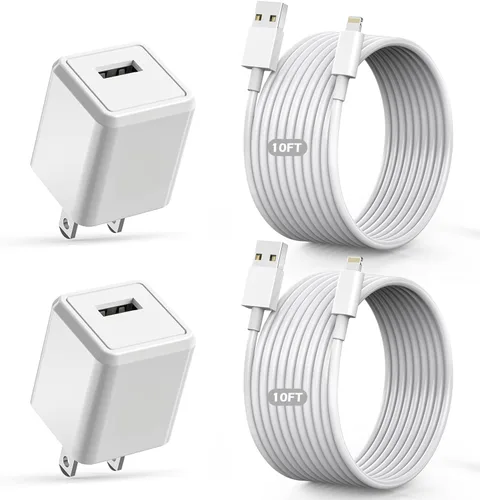 Vista 7 de Carga para cargador de iPhone [certificado MFi de Apple] Paquete de 2 cables Lightning para sincronización de datos con cable de carga USB A, bloque