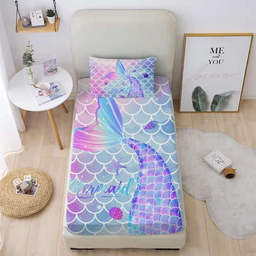 Vista 16 de MUSOLEI Sábanas Panda Sábanas ajustadas Lindas hojas de cama con conjunto de cama de animales 3D con orejas para niñas Conjunto de cama individual