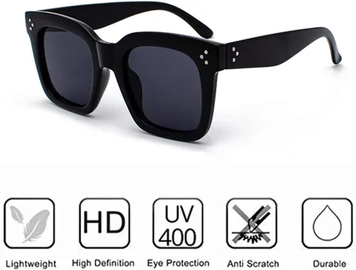 Vista 10 de Bouryo Gafas de sol cuadradas retro de gran tamaño para mujer, lentes planas, lentes degradadas, UV400