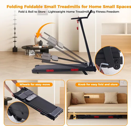 Vista 5 de Walking Pad Treadmill with Incline, 2026 Upgrade Portable Treadmill with Handles for Home Small, 3.5HP Small Walking Pad with Handle Bar, Negro-1