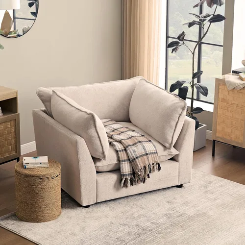 Vista 44 de Iroomy Oversized Modular Sectional Sofa, Chenille Cloud Couch, Deep Comfy Seat, 4-Seater Sofas, Couches, Living Room, Beige