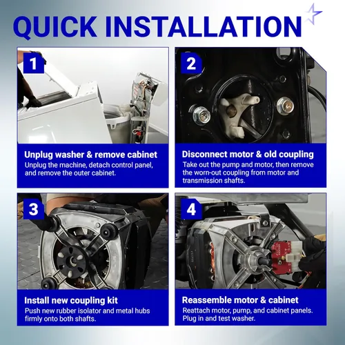 Vista 7 de Kit de acoplamiento de motor de núcleo metálico BlueStars 285753A para piezas de lavadoras Kenmore Whirlpool - Reemplaza AP3963893, PS1485646