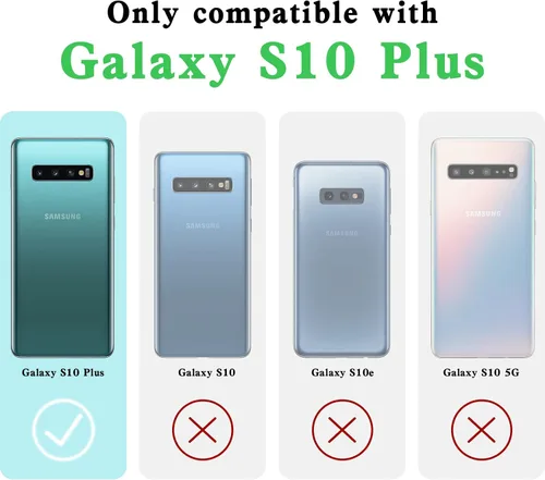 Vista 2 de Funda para S10 Plus, Galaxy S10 Plus para mujer, con purpurina, cristal suave, transparente, TPU de lujo, bonita funda protectora con correa de pie