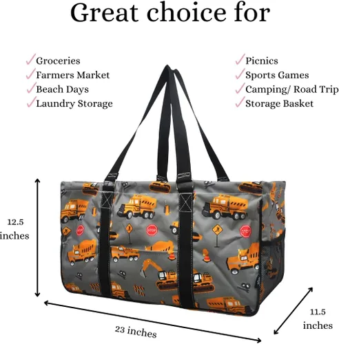 Vista 265 de NGIL Bolsa de comestibles reutilizable extra grande plegable de gran tamaño para comestibles, almacenamiento, picnic, playa, Estampado
