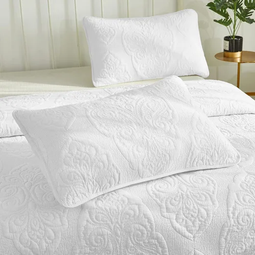 Vista 10 de Brandream Juego de 2 fundas de almohada acolchadas con palmera beige, tamaño estándar, con costuras de lujo, 100% algodón, fundas de almohada