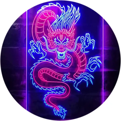 Vista 15 de Cartel de neón ADVPRO LED con dragón chino, letrero de neón LED de color dual st6-i3225