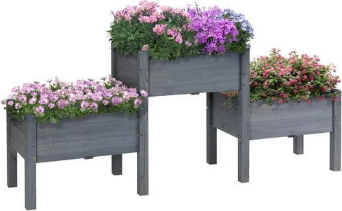 Vista 23 de Outsunny Kit de cama de jardín elevada galvanizada con barras de refuerzo, maceta de metal grande y alta para verduras, flores y hierbas, 6 x 3 x 2