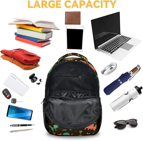 Vista 5 de Mochila de dinosaurio para niños y niñas, mochila de 16 pulgadas para niños y estudiantes, mochilas escolares de gran capacidad para niños