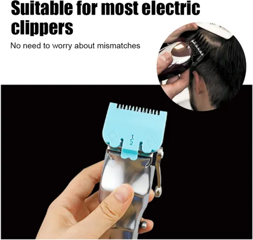 Vista 4 de Clipper Guard Holder Organizador con peines, suministros de peluquería, estuche de almacenamiento de peine guía, soporte de guardia de barbero