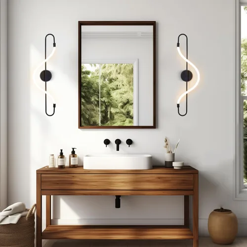 Vista 6 de KCO Lighting Modern - Juego de dos apliques de pared lineales minimalistas, paquete de 2 apliques de pared largos negros, apliques de pared LED