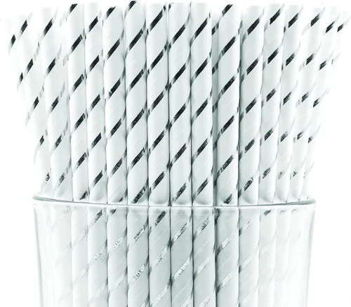 Vista 5 de Paquete de 300 pajitas de papel biodegradables de 4 capas de espirales azul cielo (compostables, no tóxicas, sin BPA)
