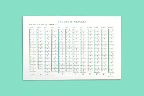 Vista 3 de Free Period Press - Póster de progreso de seguimiento de hábitos - 11 x 17 pulgadas - Rastreador anual de hábitos atómicos para objetivos y proyectos