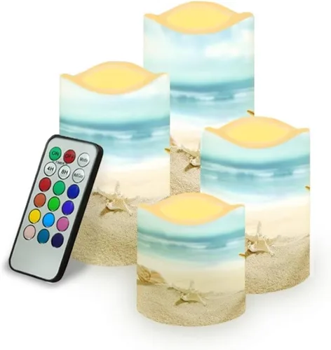 Vista 46 de Jeiento American Flag Flameless Candles 4 Pack 4th of July Home Decoration Flower American Flag LED Candles Battery Operated with Timer Remote
