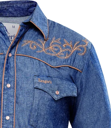 Vista 3 de RANGER'S Longhorn - Camisa de manga larga bordada a presión para hombre