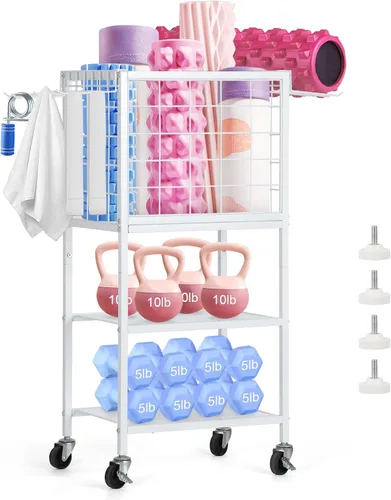 Vista 8 de Estante de Mancuernas para Hogar, Estante de Peso para Gimnasio en Casa, Estante de Almacenamiento para Esterilla de Yoga, Organizador de Equipo