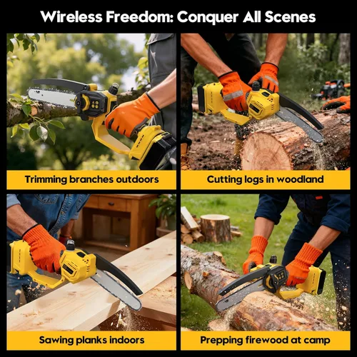 Vista 7 de Mini motosierra inalámbrica para batería Dewalt de 20 V MAX (solo herramienta), motosierra 2 en 1 de 8 y 6 pulgadas sin escobillas con motosierra