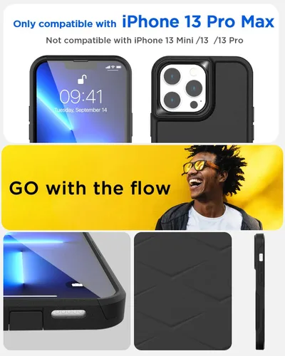 Vista 2 de AICase Funda para iPhone 13 Pro Max con protector de pantalla de vidrio, protección contra caídas de alta resistencia, cuerpo completo, resistente a