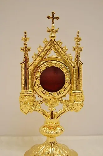Vista 2 de Relicario tradicional de la iglesia gótica chapada en oro para su reliquia (CCG-10G)