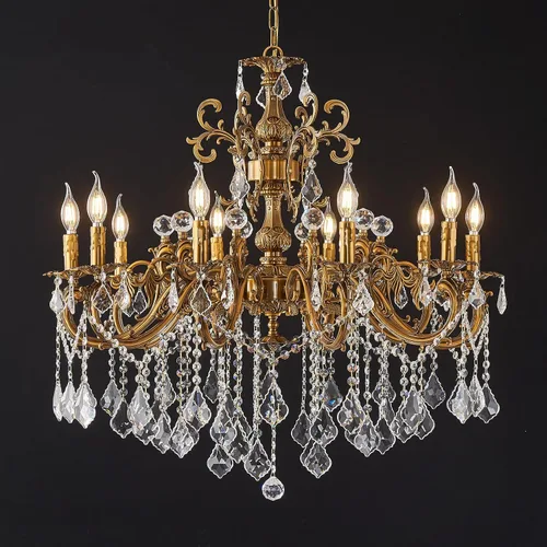 Vista 7 de Candelabros clásicos de cristal estilo vela tradicional de 6 luces para comedor, sala de estar, dormitorio, entrada, acabado dorado antiguo