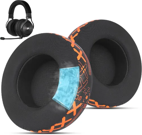 Vista 10 de Almohadillas de repuesto de tela para auriculares Corsair Virtuoso Gaming – Tela suave y almohadillas de espuma viscoelástica para Virtuoso RGB, XT