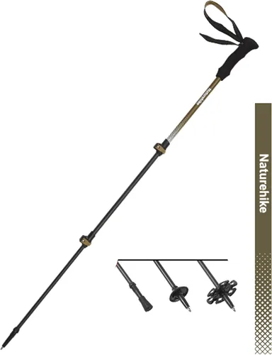 Vista 11 de Naturehike - Bastón de trekking de fibra de carbono 3K plegable y telescópico de 3 secciones ultraligero para mujeres y hombres, bastón