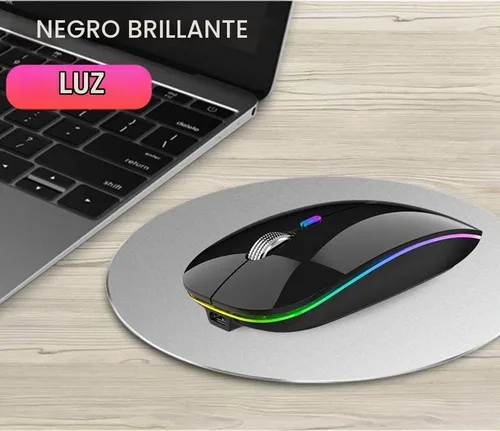 Vista 6 de TENMOS Ratón inalámbrico Bluetooth, LED delgado (Bluetooth 5.1 + USB) 2.4GHz recargable silencioso con adaptador tipo C para Laptop/MacBook/iPad