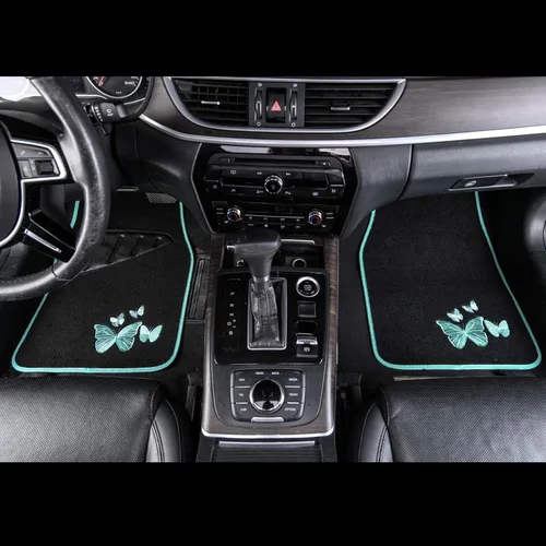 Vista 7 de August Auto Alfombrillas de ajuste universal con diseño de mariposa para automóvil con almohadilla para el talón para sedán, SUV, camión, camioneta