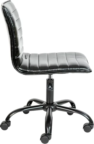 Vista 6 de Flash Furniture - Silla de oficina, vinilo negro, estructura negra, sin reposabrazos, asiento y respaldo acanalados, diseño de respaldo bajo