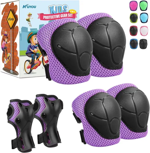 Vista 13 de KUYOU Rodilleras para Niños Coderas Protectores Equipo de Protección Conjunto Equipo de Seguridad para Patines de Ruedas Ciclismo Bicicleta BMX