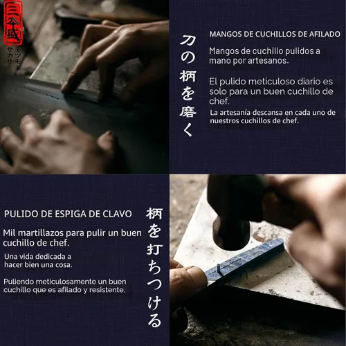 Vista 6 de MITSUMOTO SAKARI Cuchillo japonés Sashimi de 10 pulgadas, aleación de tungsteno
