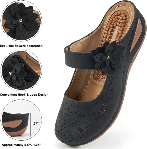 Vista 7 de Alicegana Sandalias elegantes de verano para mujer, con puntera cerrada, estilo casual, sin cordones, con gancho ajustable