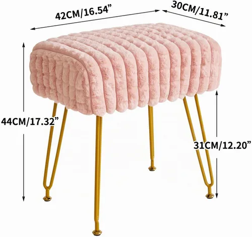 Vista 3 de IBUYKE Taburete Rectángulo con Reposapiés Otomano, Taburete de Tocador de Maquillaje, Mesa Auxiliar, Asiento de Tocador de Terciopelo, Silla