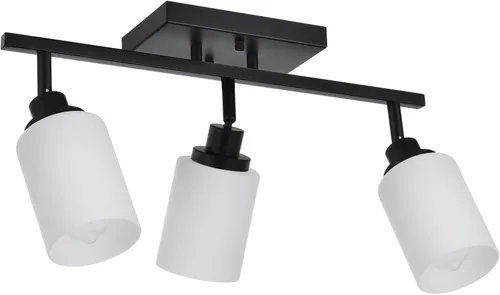 Vista 11 de TODOLUZ Accesorios de iluminación de riel para techo, 3 luces de níquel cepillado para pared de techo con vidrio blanco ópalo, base de bombilla E26