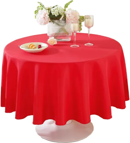 Vista 30 de Paquete de 2 Manteles Redondos de 120 Pulgadas de Carbón, Mantel de Poliéster Lavable para Uso en el Hogar, Fiestas, Bodas o Restaurantes. Gris