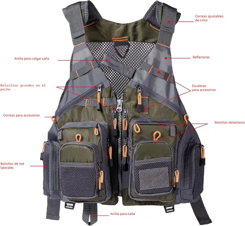Vista 3 de Bassdash - Chaleco de pesca con mosca de múltiples bolsillos, tamaño ajustable, regalo para hombres y mujeres
