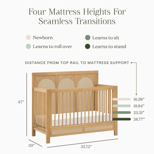 Vista 7 de Namesake Cuna Eloise 4 en 1, miel y arena de alto rendimiento, tejido ecológico GREENGUARD Gold Certified - Baby Crib Convertible to Toddler Bed