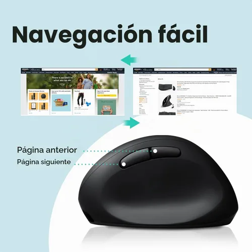 Vista 7 de Perixx PERIMICE-819B - Mouse vertical portátil Bluetooth - Especificaciones inalámbricas 3 en 1 para múltiples dispositivos, clic silencioso
