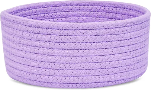 Vista 12 de ABenkle Cesta tejida pequeña, cesta de almacenamiento vacía pequeña y poco profunda, mini cestas de cuerda de algodón, cesta decorativa redonda