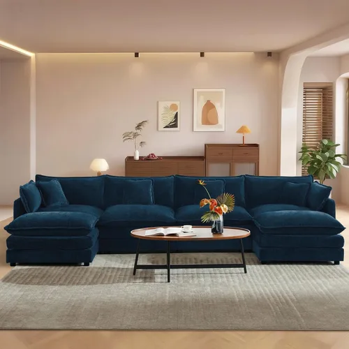 Vista 79 de Sofá seccional modular convertible de 76.7", sofás de dos plazas de chenilla con asiento profundo y cojines tipo loveseat para sala de estar, Beige