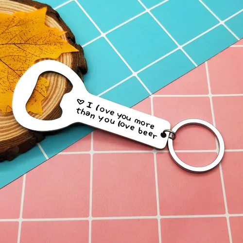 Vista 6 de Regalo del día del padre para papá, regalo personalizado para novio, regalo para novio, con texto en inglés "I Love You More Than You Love", llavero