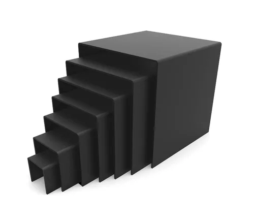 Vista 16 de FixtureDisplays® One Riser Combo - Cubo de 2 pulgadas de 3 caras con pedestal de plexiglás negro Lucite acrílico, accesorios para exhibición
