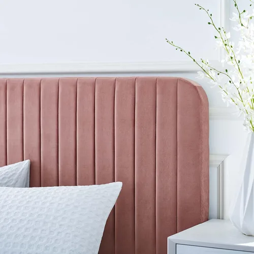 Vista 9 de Modway Celine - Cama con plataforma de terciopelo copetudo y alto rendimiento con canal en color rosa polv