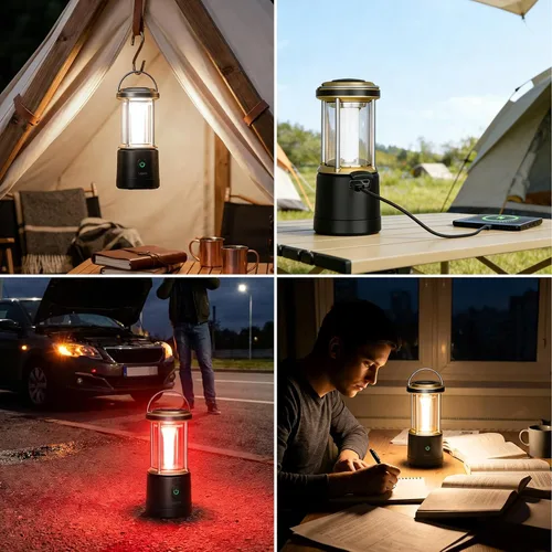 Vista 9 de Lepro Linterna LED recargable de 2000 lúmenes, luz impermeable para tienda de campaña con 5 modos de luz, esenciales para camping, linterna portátil