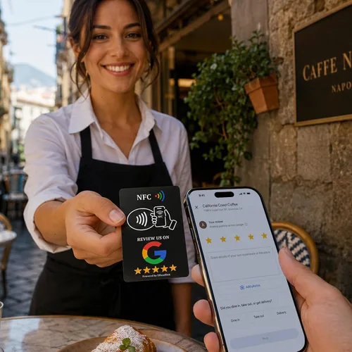 Vista 2 de Google Review Tap Card, NFC y código QR para empresas - Boost Opiniones de clientes 1 Card, No App, No Monthly Fees, Easy Setup in Minutes, Durable