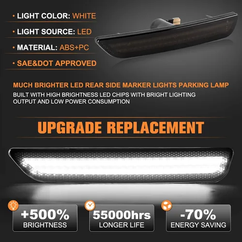 Vista 3 de Gempro Luces LED delanteras laterales para Ford Mustang 2010-2014 blanco parachoques marcador luces de estacionamiento lente ahumada, 2 unids